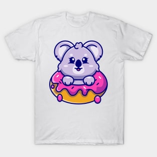 Cute baby koala with doughnut cartoon T-Shirt